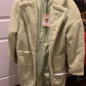 Missguided + Light Green Teddy Jacket